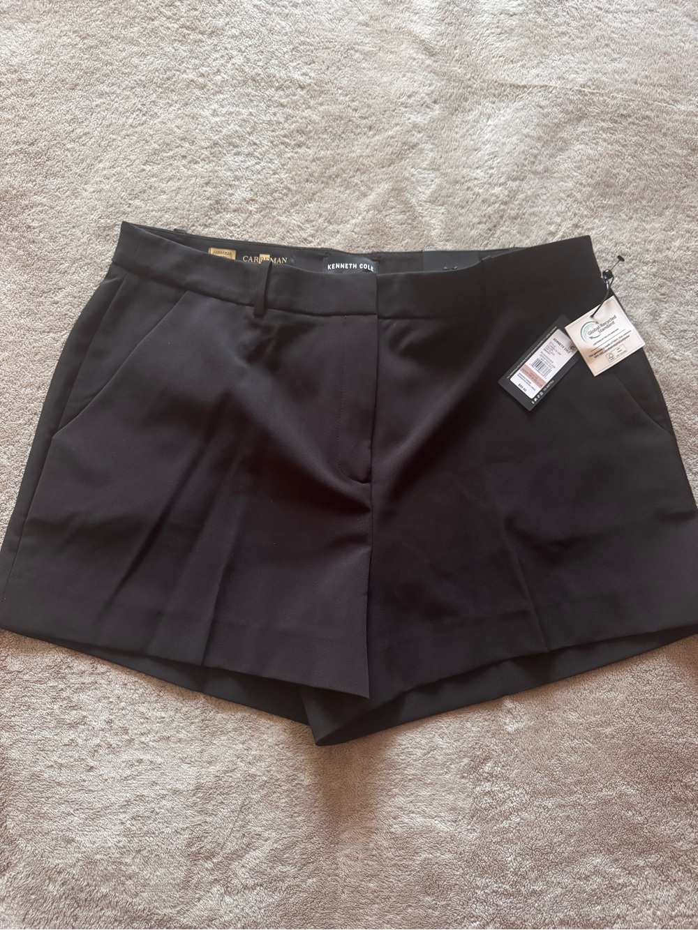 Kenneth Cole Black Tailored Women's Shorts with Front Pleats